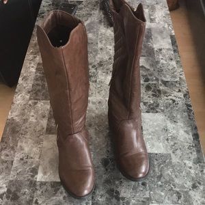 Brown leather boots